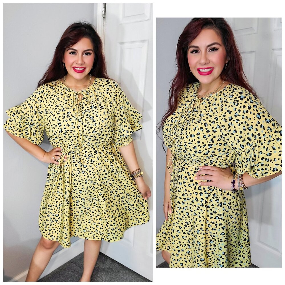 Summer Spots Ruffled Sleeve Dress
